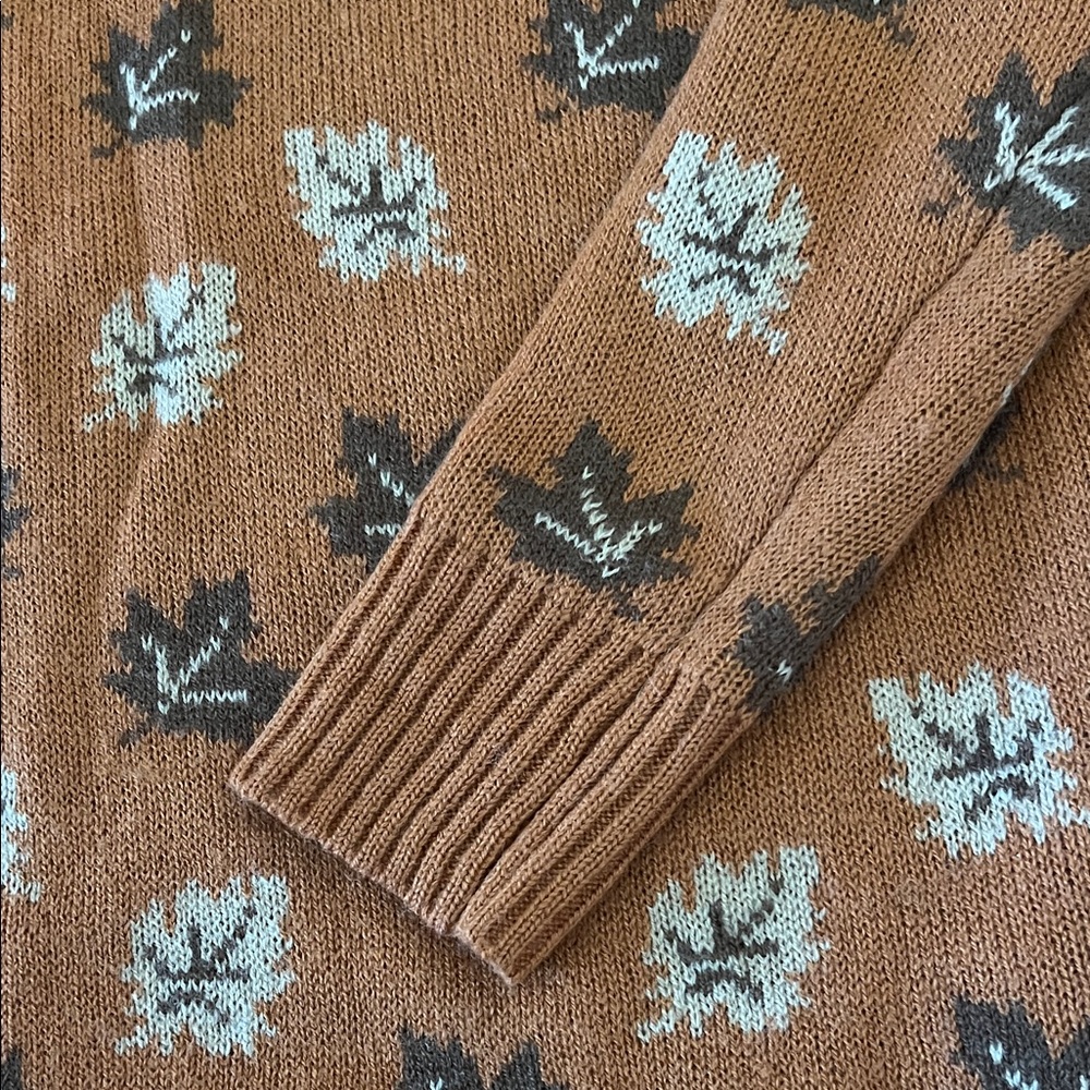 Kiel James Patrick Rust Leaf Pattern Crewneck Swe… - image 3